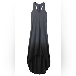 Athleta Dip Dye Middy Maxi Dress Small Womens Gray V-Neck Racerback High Low H